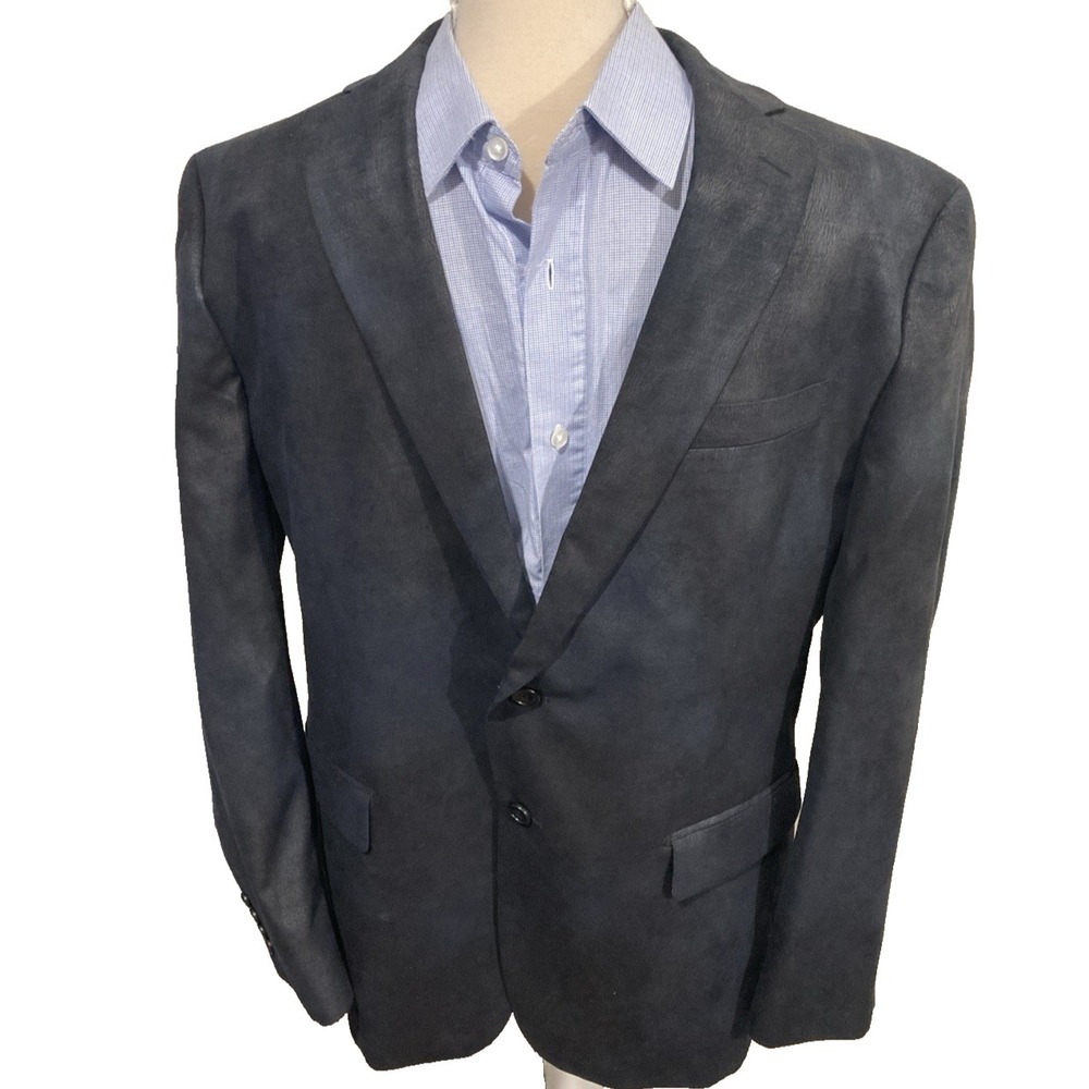 Daniel Hechter Paris Mens Gray Microfiber Suede Feel Blazer Jacket 42R